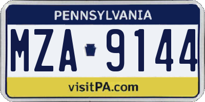PA license plate MZA9144