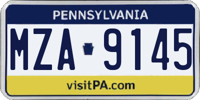 PA license plate MZA9145