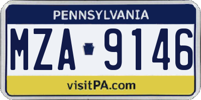 PA license plate MZA9146