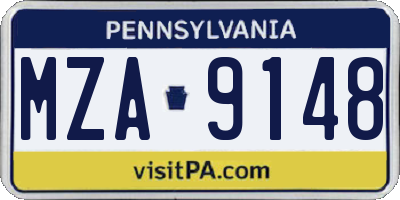 PA license plate MZA9148