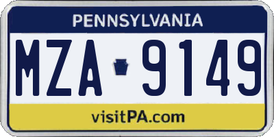 PA license plate MZA9149