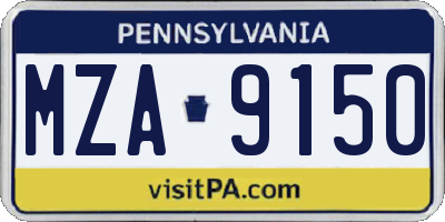 PA license plate MZA9150
