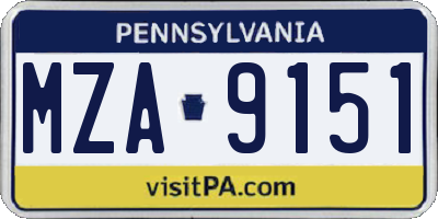 PA license plate MZA9151