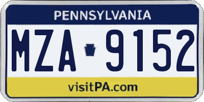 PA license plate MZA9152