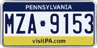 PA license plate MZA9153