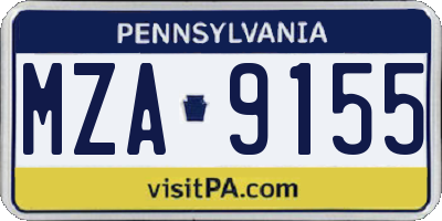 PA license plate MZA9155