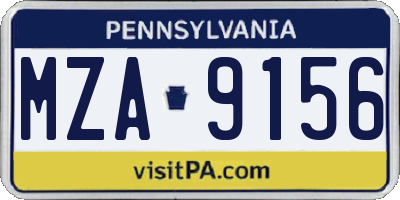 PA license plate MZA9156