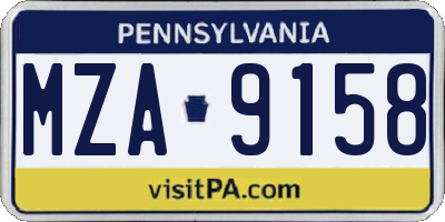 PA license plate MZA9158
