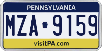 PA license plate MZA9159