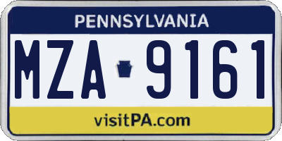 PA license plate MZA9161