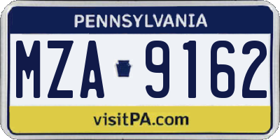 PA license plate MZA9162
