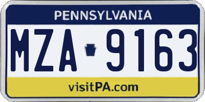 PA license plate MZA9163