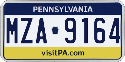 PA license plate MZA9164