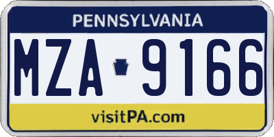 PA license plate MZA9166