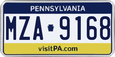 PA license plate MZA9168