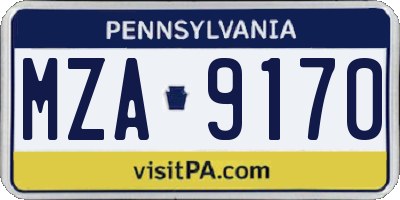 PA license plate MZA9170