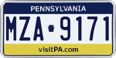 PA license plate MZA9171