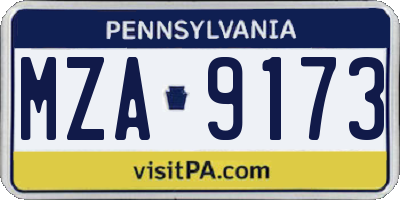 PA license plate MZA9173