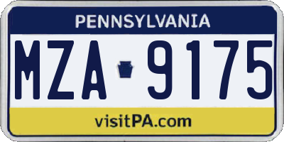 PA license plate MZA9175