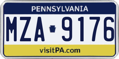 PA license plate MZA9176
