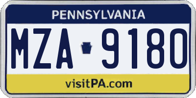 PA license plate MZA9180