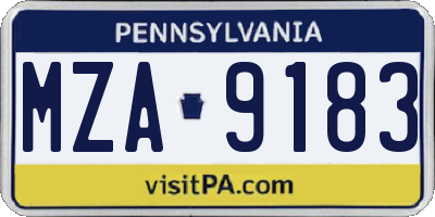 PA license plate MZA9183