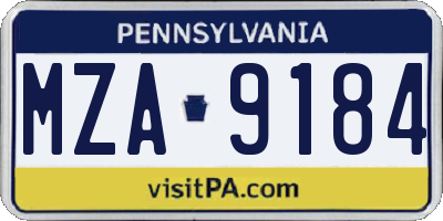 PA license plate MZA9184