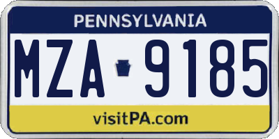 PA license plate MZA9185
