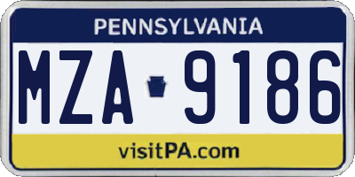 PA license plate MZA9186