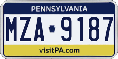 PA license plate MZA9187