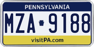 PA license plate MZA9188