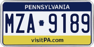 PA license plate MZA9189