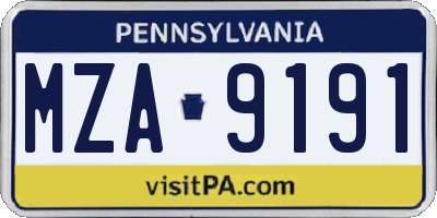 PA license plate MZA9191