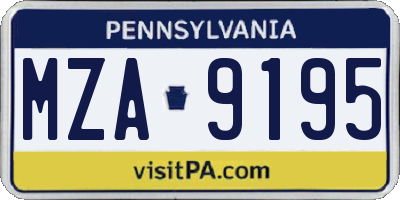 PA license plate MZA9195