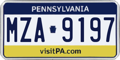PA license plate MZA9197