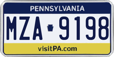 PA license plate MZA9198