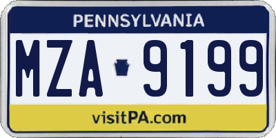 PA license plate MZA9199