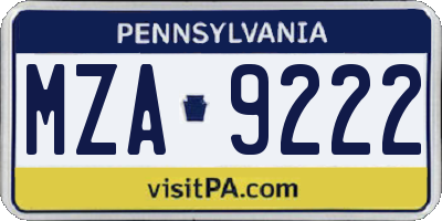 PA license plate MZA9222