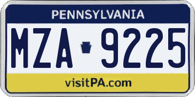 PA license plate MZA9225