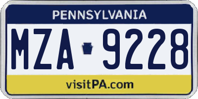 PA license plate MZA9228