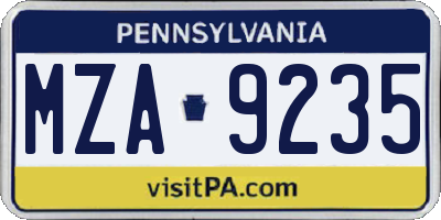 PA license plate MZA9235