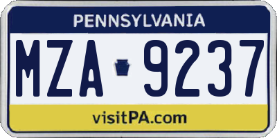 PA license plate MZA9237