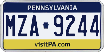 PA license plate MZA9244