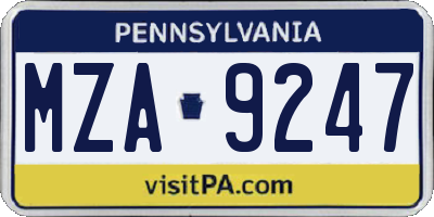 PA license plate MZA9247