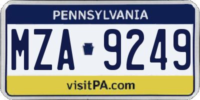 PA license plate MZA9249