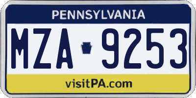 PA license plate MZA9253