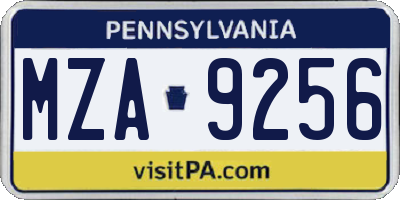 PA license plate MZA9256