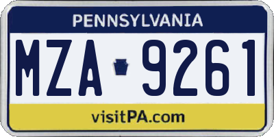 PA license plate MZA9261