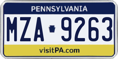 PA license plate MZA9263