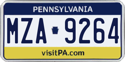 PA license plate MZA9264